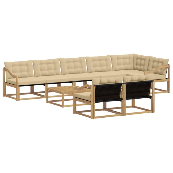 vidaXL Ensemble de canapés d'extérieur 9 pc Blanc et Beige