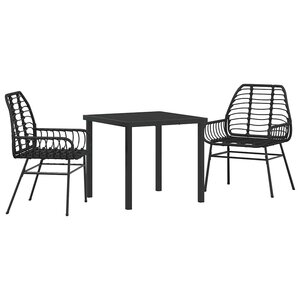 vidaXL Ensemble de salle à manger pour jardin 3 Pièces Noir polyrotin