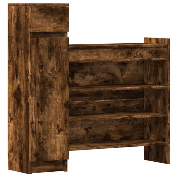 vidaXL Armoire à chaussures chêne fumé bois d'ingénierie