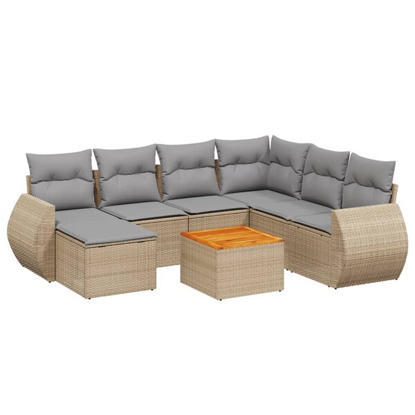 vidaXL Salon de jardin avec coussins 8 Pièces beige résine tressée