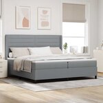 vidaXL Lit à ressorts avec matelas Gris clair 200 x 200 cm tissu