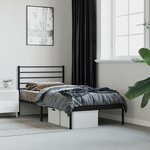 vidaXL Cadre de lit métal avec tête de lit noir 90x200 cm