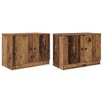 vidaXL Armoire de lit 2 Pièces Bois ancien 66 x 35 x 48 cm