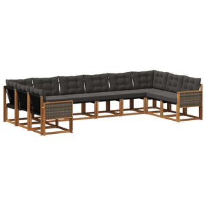 vidaXL Ensemble de canapés d'extérieur 10 Pièces Naturel et noir