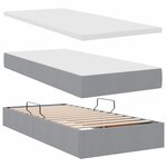 vidaXL Lit de rangement LED avec matelas Gris clair 90 x 190 cm Tissu