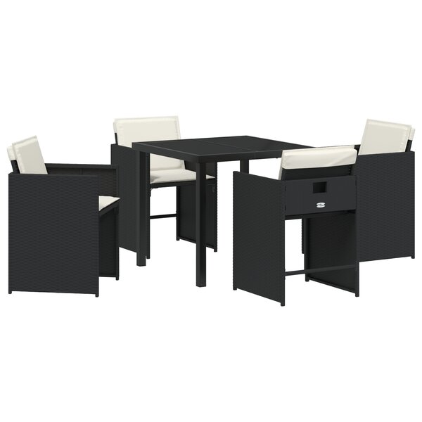 vidaXL Ensemble de jardin 5 pièces avec coussins en rattan poly noir