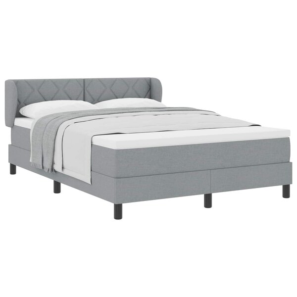 vidaXL Lit à ressorts avec matelas Gris clair 160 x 200 cm tissu