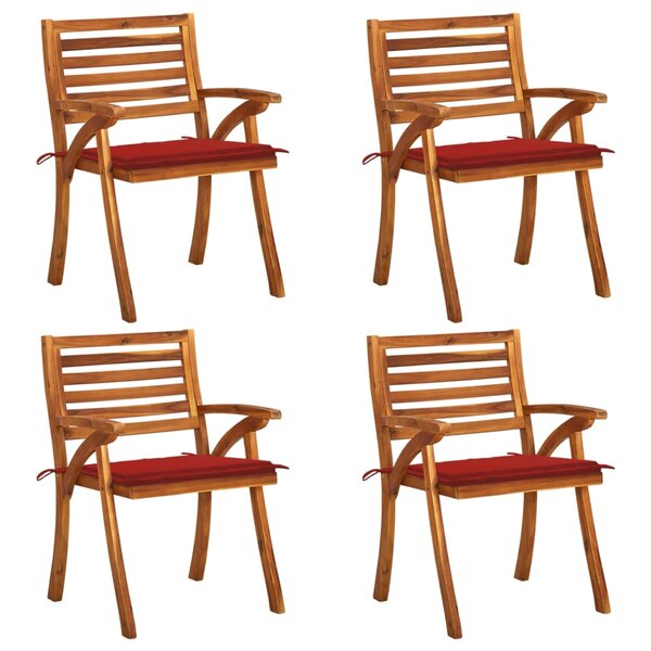 vidaXL Chaises de jardin avec coussins lot de 4 Bois de teck solide