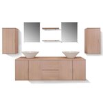 vidaXL Mobilier de salle de bain avec lavabo 9 Pièces Beige