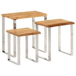 vidaXL Tables gigognes 3 Pièces avec bord vivant bois massif d'acacia