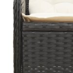 vidaXL Salon de jardin 3 Pièces avec coussins Noir Résine tressée