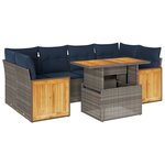 vidaXL Salon de jardin avec coussins 7 Pièces gris résine tressée acacia
