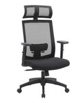 Fauteuil de bureau chaise de bureau en toile siège ergonomique pivotant à 360° support lombaire réglable appui-tête accoudoirs inclinaison du dossier jusqu’à 120° noir 12_0001412