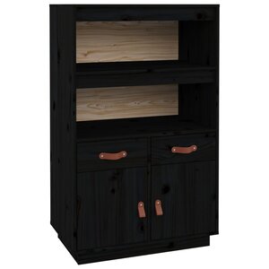 vidaXL Buffet haut Noir 67x40x108 5 cm Bois massif de pin