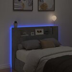 vidaXL Cabinet de Tête de Lit avec LED Béton 140 x 16 5 x 103 5 cm