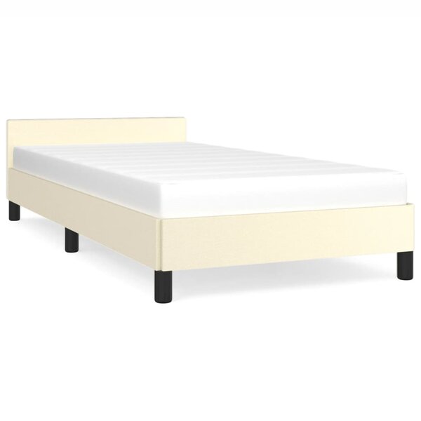 vidaXL Cadre de lit avec tête de lit Crème 90x200 cm Similicuir