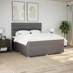 vidaXL Sommier à lattes de lit avec matelas Taupe 180x200 cm Tissu