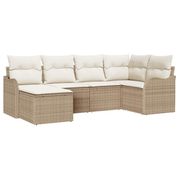 vidaXL Ensemble de canapé de jardin 6 Pièces Beige Poly rotin