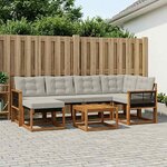 vidaXL Ensemble de canapés d'extérieur 7 pc Naturel et gris clair