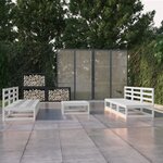 vidaXL Salon de jardin 7 Pièces Blanc Bois de pin massif