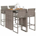 vidaXL Ensemble de bar de jardin 5 Pièces sans coussins gris poly rotin