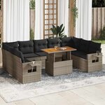 vidaXL Salon de jardin avec coussins 10 Pièces gris résine tressée