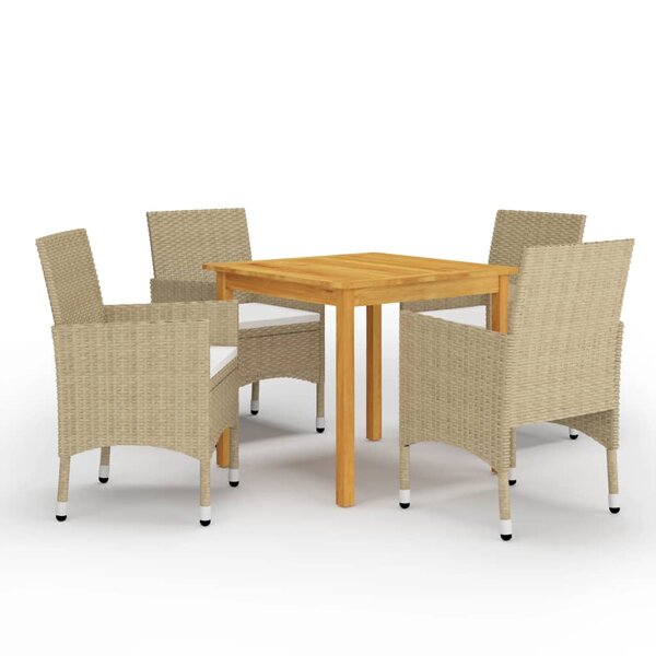 vidaXL Ensemble à manger de jardin 5 Pièces Beige