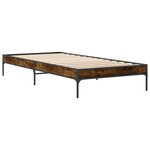 vidaXL Cadre de lit chêne fumé 90x190 cm bois d'ingénierie et métal