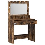 Meuble coiffeuse vidaXL avec lumières LED en chêne fumé 79x41x135 cm