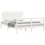vidaXL Cadre de lit avec tête de lit blanc 140x190 cm bois massif