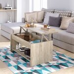 HAPPY Table basse transformable style contemporain laminé chene sonoma - L 100 x l 50 cm