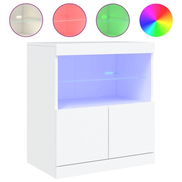 vidaXL Buffet avec lumières LED blanc 60x37x67 cm