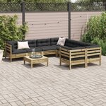 vidaXL Salon de jardin 9 Pièces avec coussins bois de pin imprégné