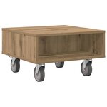 vidaXL Table d'appoint avec roues Chêne artisanal 50 5 x 50 x 30 cm