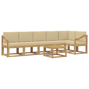 vidaXL Ensemble de canapés d'extérieur 7 pc Blanc et Beige Polyester