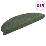 vidaXL Tapis d'escalier auto-adhésifs 15 pièces 65 x 21 x 4 cm Vert Demi-rond Grand