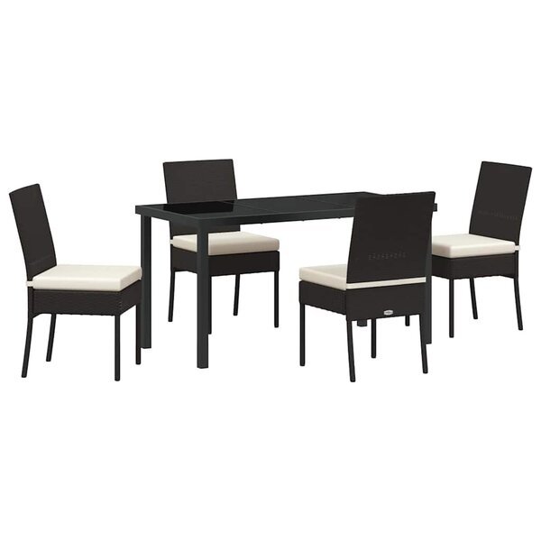vidaXL Ensemble de salle à manger pour jardin 5 Pièces Noir Poly rotin