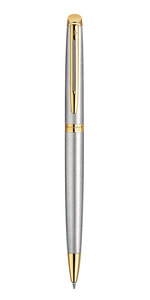 Waterman hemisphere stylo bille  acier inoxydable  recharge bleue pointe moyenne  coffret cadeau