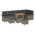 Canapé de jardin vidaXL 9 pièces avec coussins gris en poly rotin
