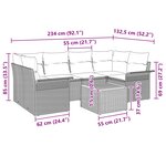 vidaXL Ensemble de canapé de jardin 7 Pièces Gris Poly rotin