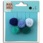 5 pompons ronds en laine 2 cm - Hiver