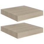 vidaXL Étagères murales flottantes 2 Pièces chêne 23x23 5x3 8 cm MDF