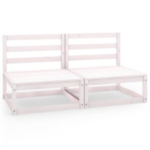 vidaXL Canapé à 2 places de jardin Blanc Bois de pin solide