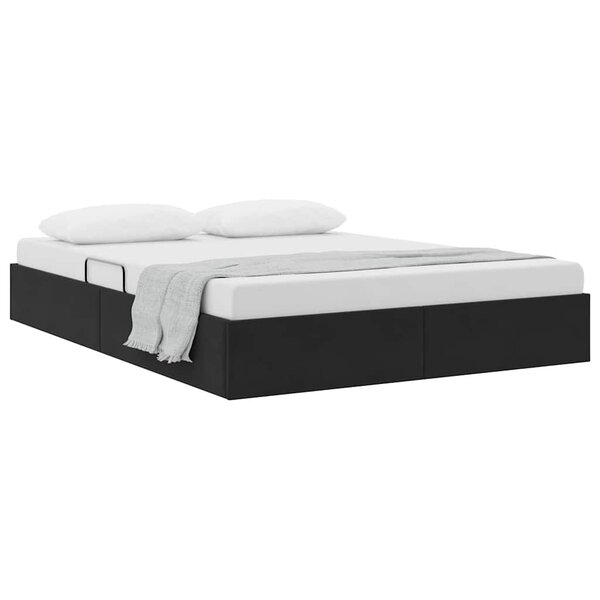 vidaXL Lit de Rangement avec tête de lit Noir 135 x 190 cm Velours