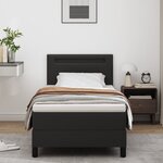 vidaXL Lit Box Spring avec matelas – Noir  90x200 cm  cuir synthétique