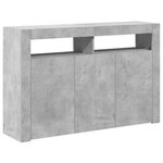 vidaXL Buffet avec lumières LED gris béton 115 5x30x75 cm