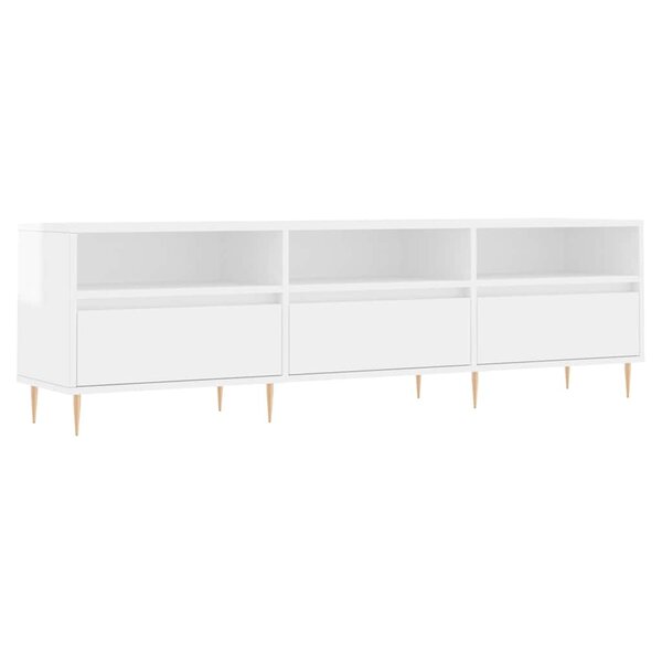 vidaXL Meuble TV blanc brillant 150x30x44 5 cm bois d'ingénierie