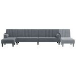 vidaXL Canapé-lit en forme de L gris 260x140x70 cm velours