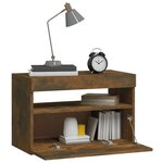vidaXL Table de chevet avec lumières LED Chêne fumé 60x35x40 cm