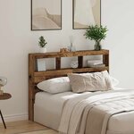 vidaXL Armoire tête de lit avec LED vieux bois 140x17x102 cm